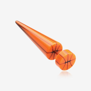 A Pair of Basketball UV Acrylic Faux Taper Earring-Orange